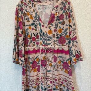 Maaji Mini Floral Dress with Pink and Green Accents